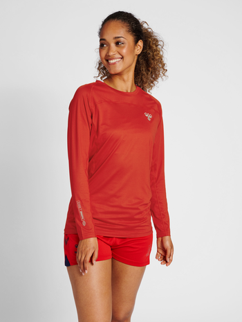 hmlGG12 TRAINING TEE L/S WOMAN, AURA ORANGE, model