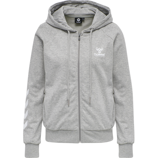 hmlNONI ZIP HOODIE, GREY MELANGE, packshot