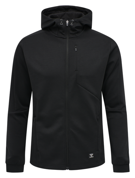 hmlTROPPER ZIP HOODIE, BLACK, packshot