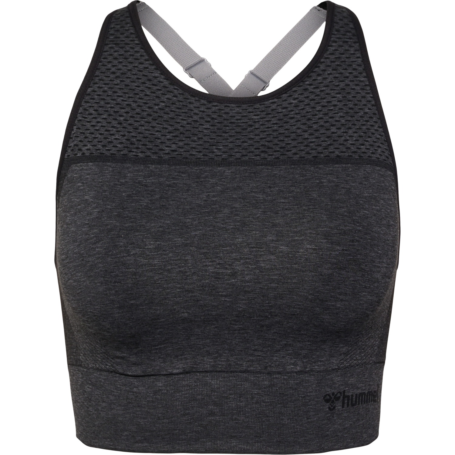 hmlMT HANA 2.0 SEAMLESS SPORTS TOP, BLACK MELANGE, packshot