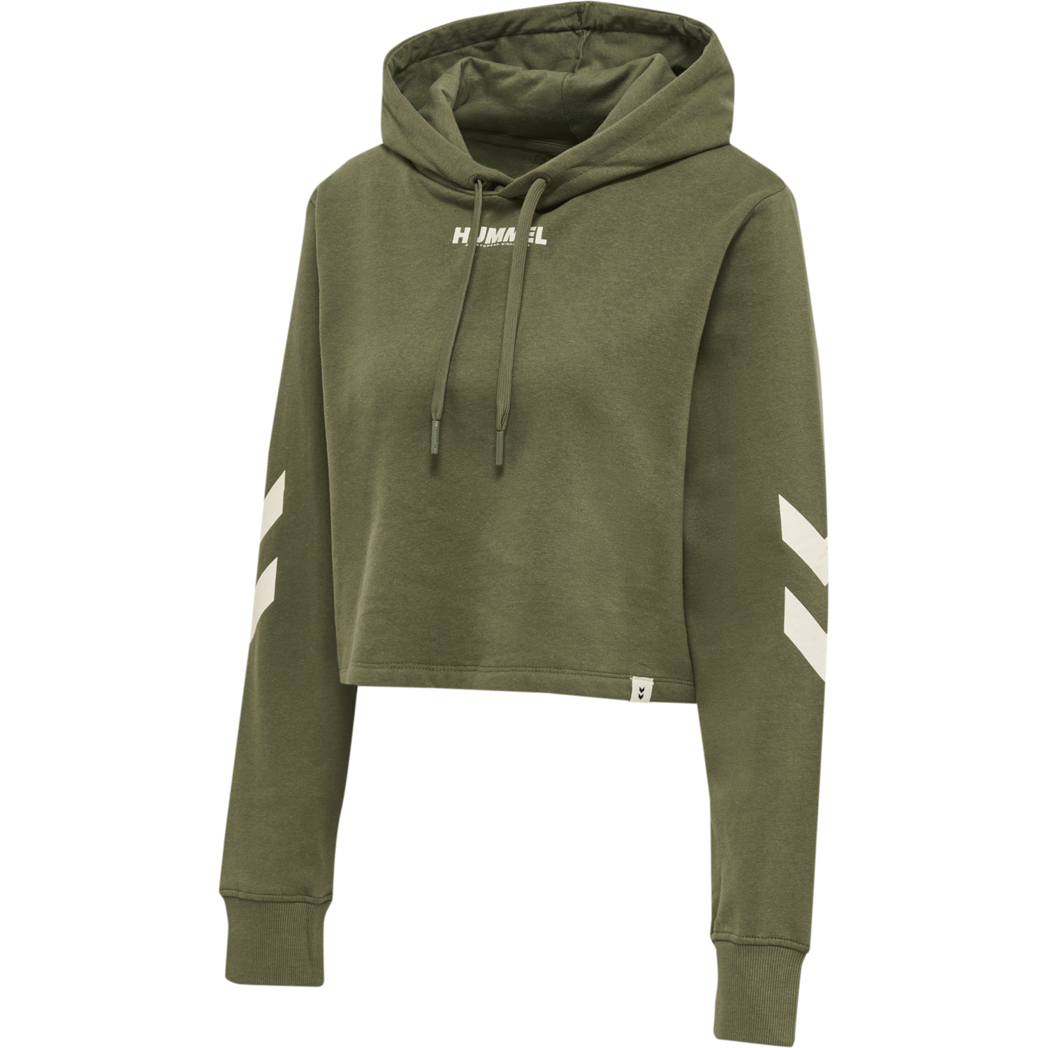 hmlLEGACY WOMAN CROPPED HOODIE, BEETLE, packshot