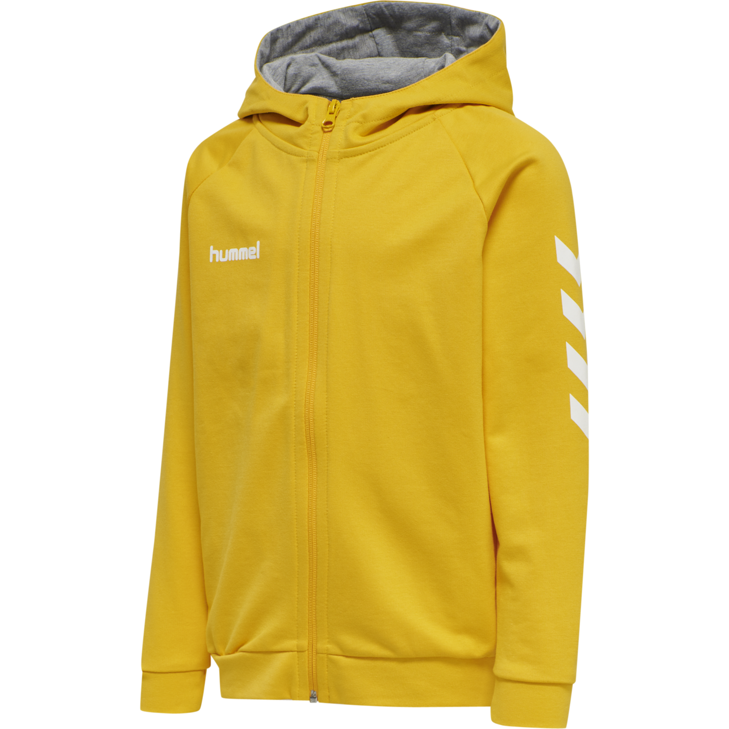 HUMMEL GO KIDS COTTON ZIP HOODIE, SPORTS YELLOW, packshot