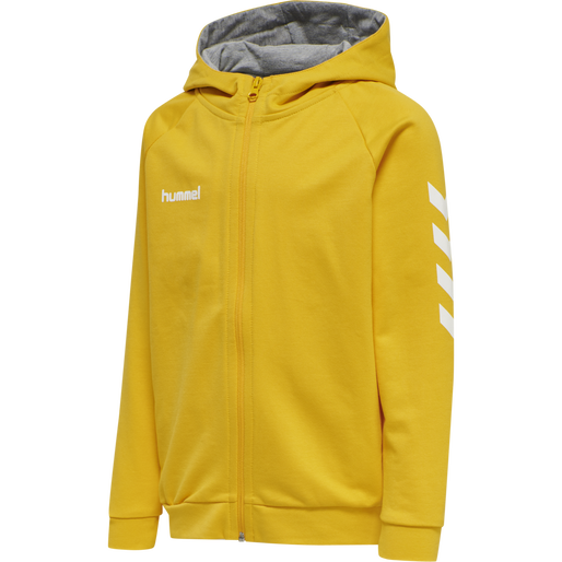 HMLGO KIDS COTTON ZIP HOODIE, SPORTS YELLOW, packshot