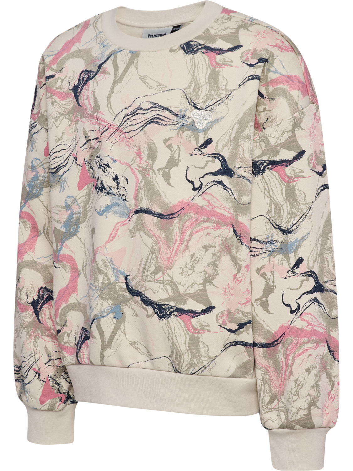 hmlJR LOOSE AOP SWEATSHIRT, SILVER BIRCH, packshot