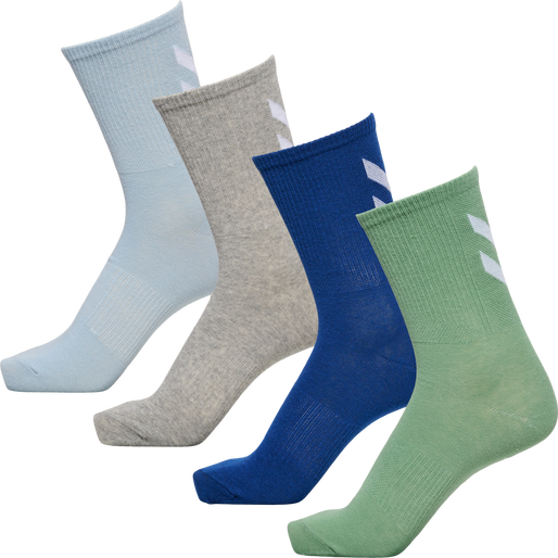 hmlCHEVRON COL 4-PACK SOCKS MIX, MIX GREEN SPRUCE/CELESTIAL BLUE, packshot