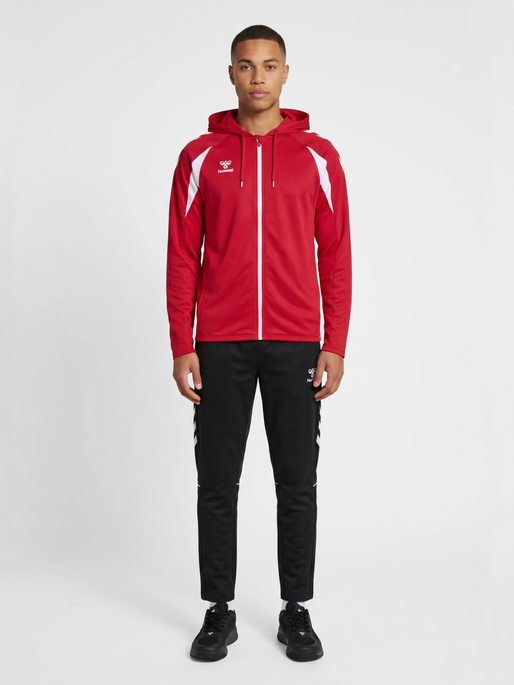 hmlCORE 2.0 ZIP HOODIE, TRUE RED/WHITE, model