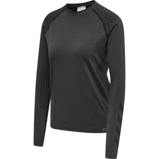 hmlCI SEAMLESS T-SHIRT L/S, BLACK MELANGE, packshot