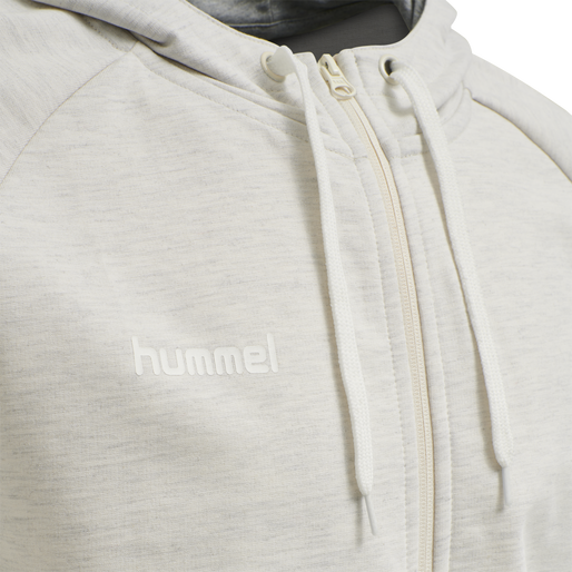 HMLGO COTTON ZIP HOODIE, EGRET MELANGE, packshot