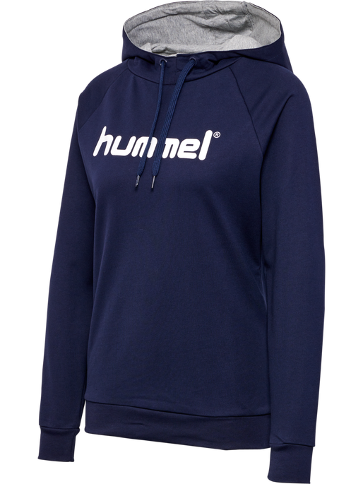 HUMMEL GO COTTON LOGO HOODIE WOMAN, MARINE, packshot