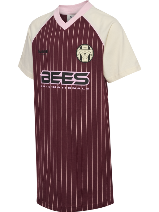 hmlJR LOOSE V-NECK BEES DRESS S/S, VINEYARD WINE hmlJR LOOSE V-NECK BEES DRESS S/S, VINEYARD WINE, packshot