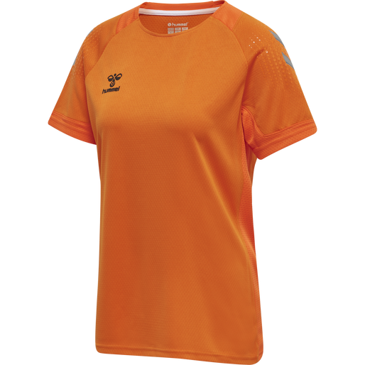 hmlLEAD WOMENS S/S POLY JERSEY, ORANGE TIGER, packshot