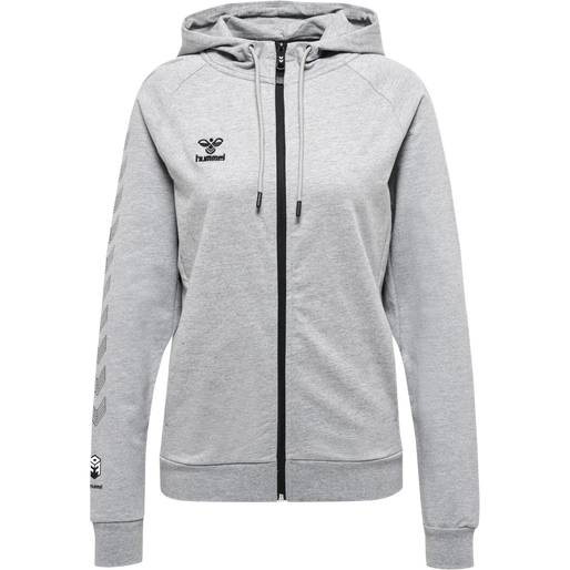 hmlMOVE GRID COTTON ZIP HOODIE WOMA, GREY MELANGE, packshot