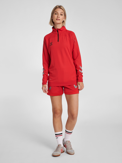 hmlLEAD WOMAN HALF ZIP , TRUE RED, model