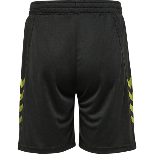 hmlONGRID POLY SHORTS KIDS, JET BLACK/DARK CITRON, packshot