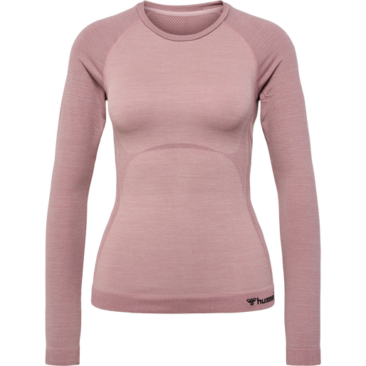 hmlCLEA SEAMLESS TIGHT T-SHIRT L/S, WOODROSE, packshot