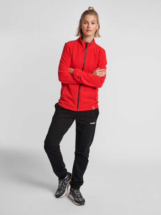 hmlNORTH FULL ZIP FLEECE JACKET WOMAN, TRUE RED, model