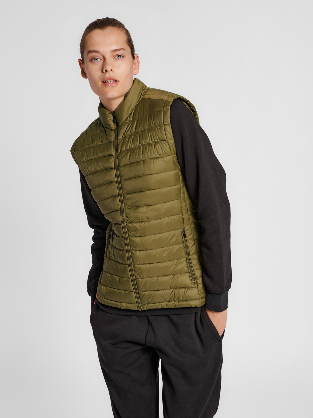 hummel RED QUILTED WAISTCOAT WOMAN DARK OLIVE hummel
