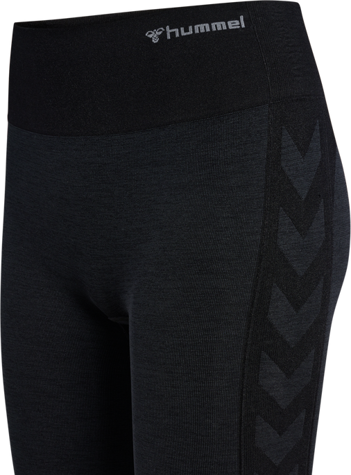 hmlMT SHINE SEAMLESS MW TIGHTS, BLACK MELANGE, packshot