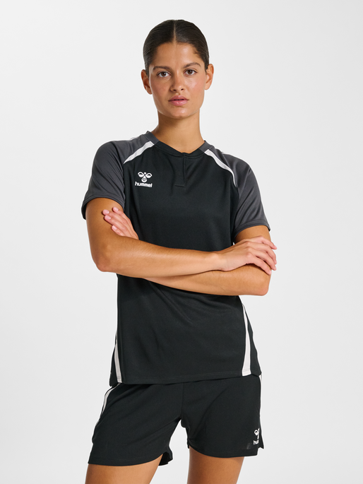 hmlLEAD 2.0 POLO WOMAN, BLACK/ASPHALT, model