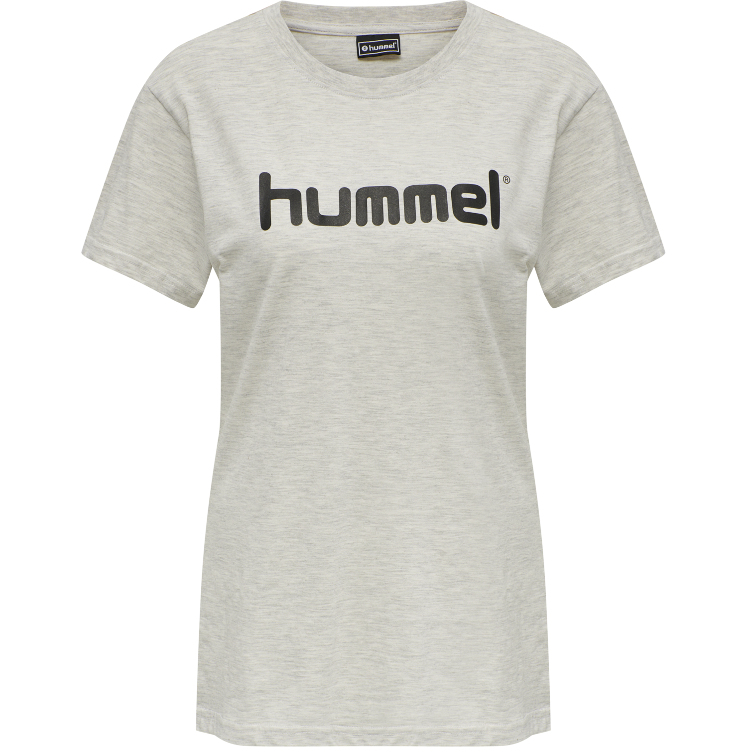 HUMMEL GO COTTON LOGO T-SHIRT WOMAN S/S, EGRET MELANGE, packshot