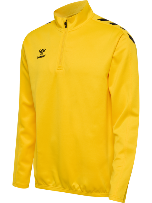 hmlCORE XK HALF ZIP POLY SWEAT, SPORTS YELLOW, packshot