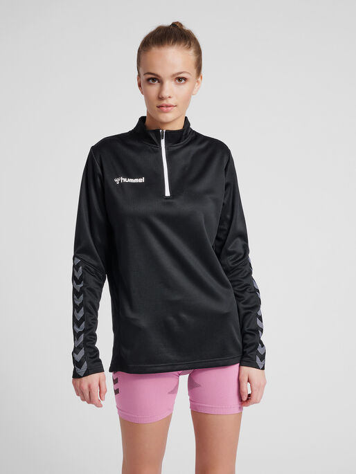 hmlAUTHENTIC WOMEN POLY ZIP JACKET, BLACK, model