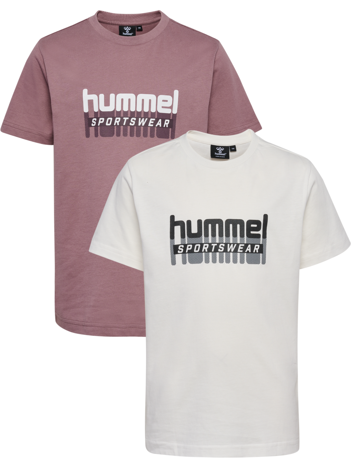 hmlTUKAS T-SHIRT S/S 2-PACK, TWILIGHT MAUVE/MARSHMALLOW, packshot