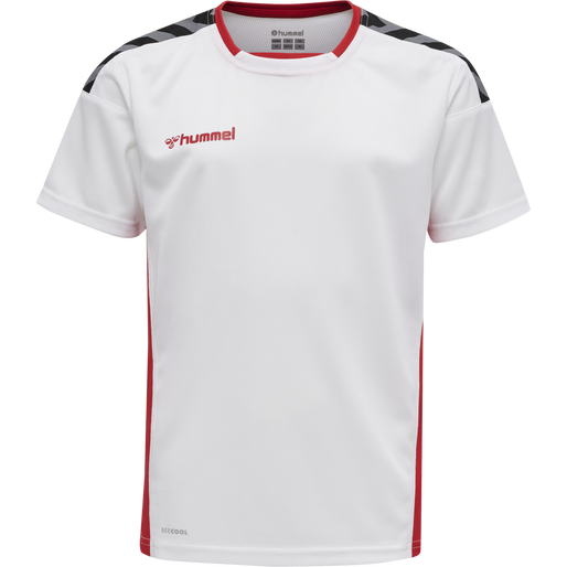 hmlAUTHENTIC KIDS POLY JERSEY S/S, WHITE/TRUE RED, packshot