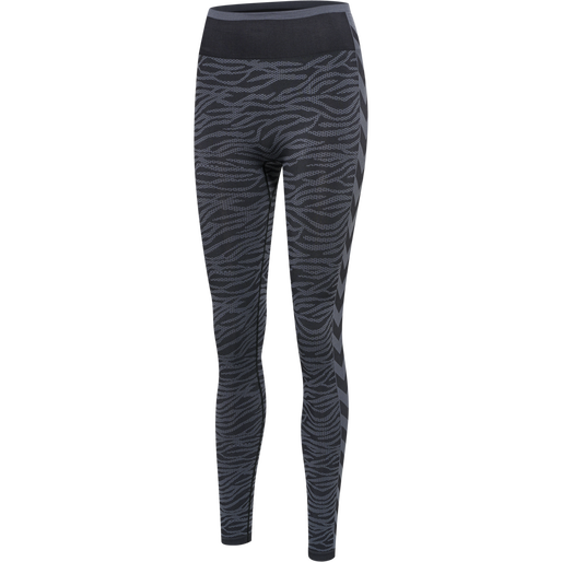 hmlMT SAGA SEAMLESS MW TIGHTS, BLACK/ASPHALT MELANGE, packshot