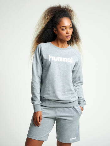 HUMMEL GO COTTON LOGO SWEATSHIRT WOMAN, GREY MELANGE, model