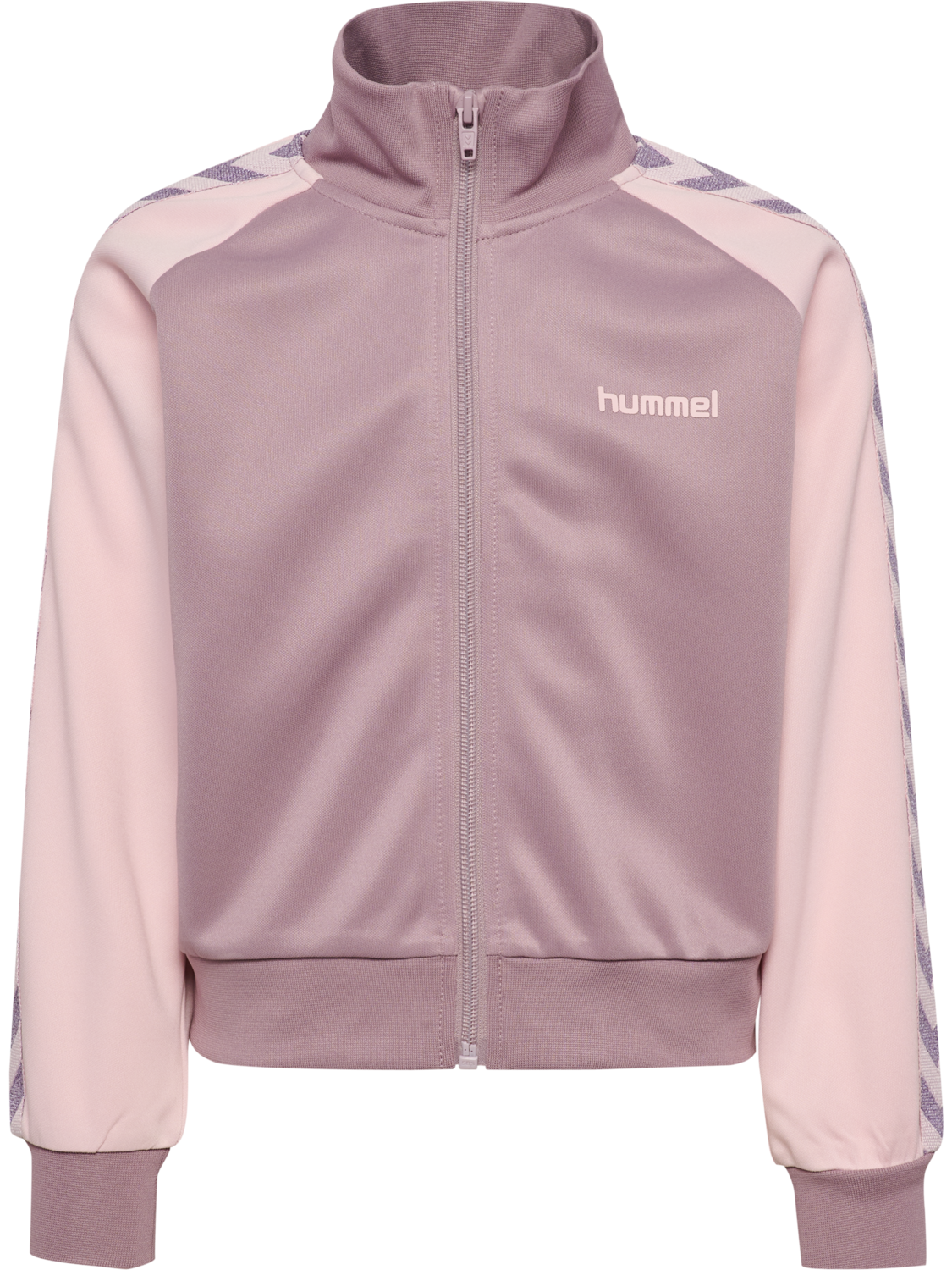 hmlJR REG POLY TAPE ZIP JACKET, SEA FOG, packshot