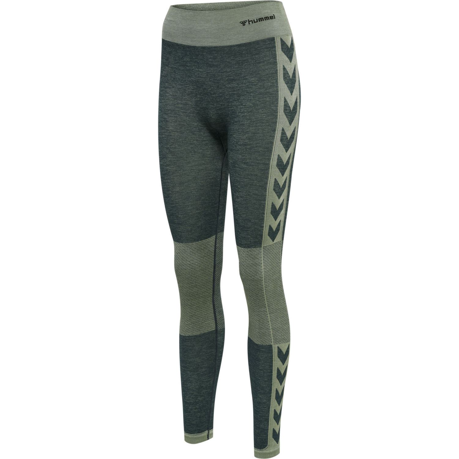 hmlCLEA SEAMLESS MID WAIST TIGHTS, DARKEST SPRUCE/BASIL MELANGE, packshot