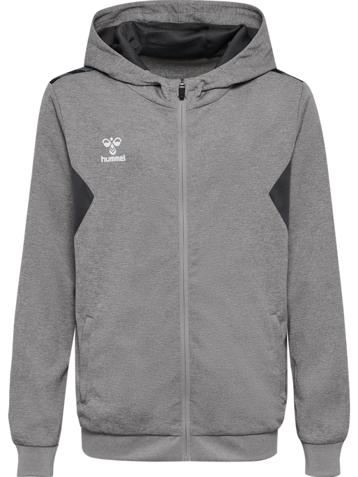 hmlAUTHENTIC PL ZIP HOODIE KIDS, GREY MELANGE, packshot