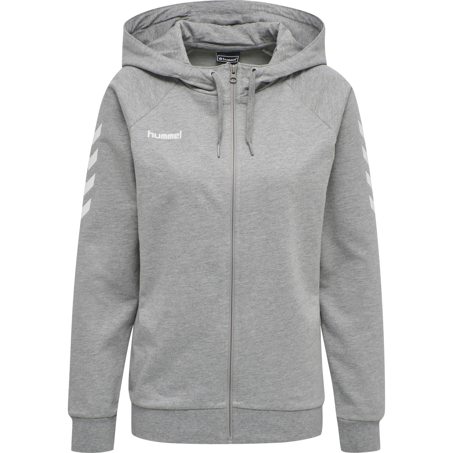 HUMMEL GO COTTON ZIP HOODIE WOMAN, GREY MELANGE, packshot