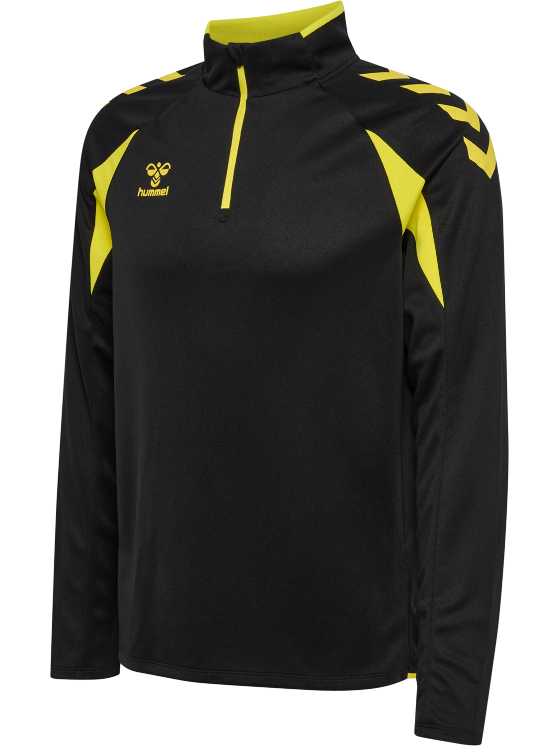 hmlCORE 2.0 HALF ZIP, BLACK/BLAZING YELLOW, packshot