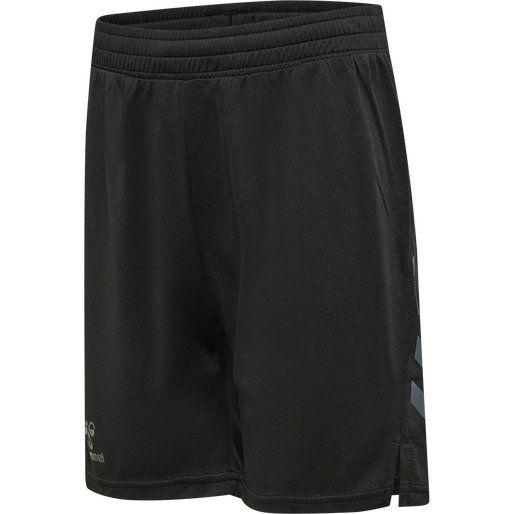 hmlONGRID POLY SHORTS KIDS, JET BLACK, packshot