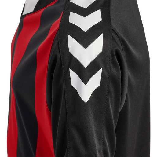 hmlCORE XK STRIPED JERSEY S/S KIDS, BLACK/TRUE RED, packshot