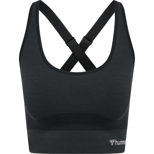 hmlCLEA SEAMLESS  SPORTS TOP, BLACK MELANGE, packshot