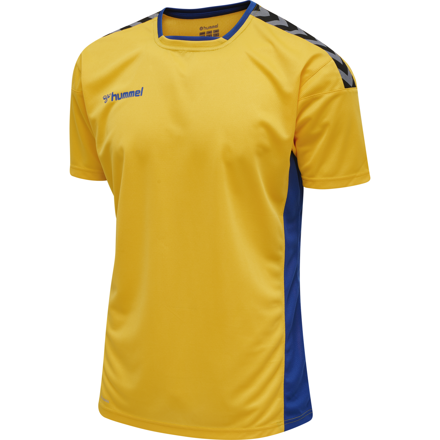 hmlAUTHENTIC POLY JERSEY S/S, SPORTS YELLOW/TRUE BLUE, packshot