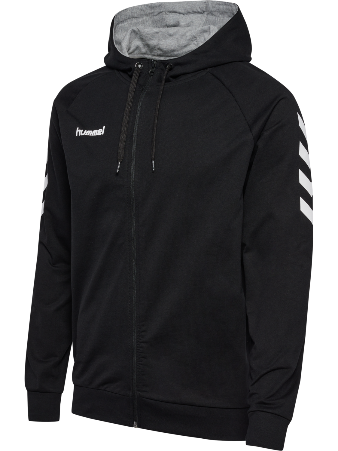 HUMMEL GO COTTON ZIP HOODIE, BLACK, packshot