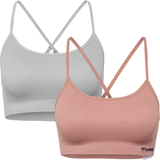 hmlJUNO 2 PACK SEAMLESS BRA, ASH ROSE, packshot