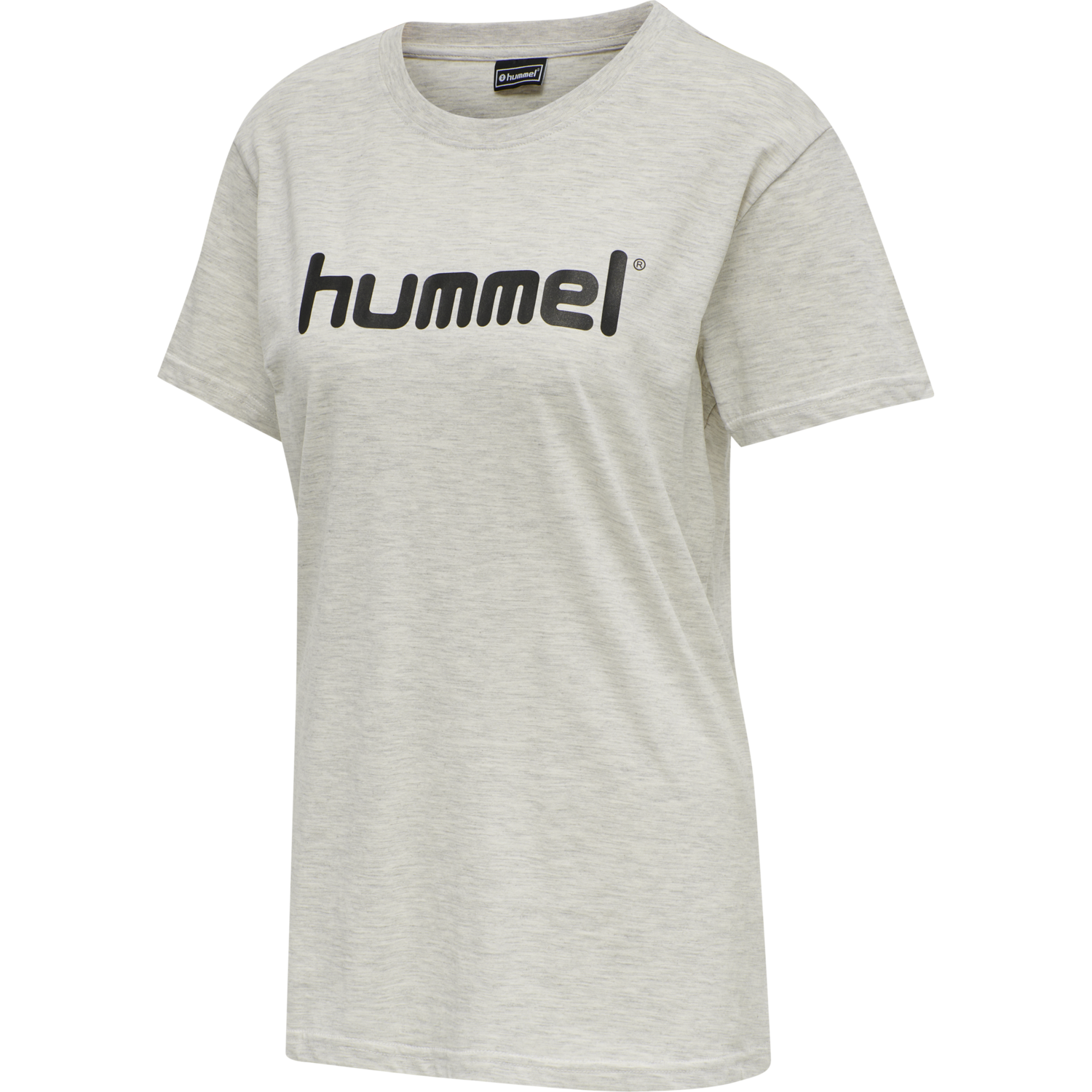 HUMMEL GO COTTON LOGO T-SHIRT WOMAN S/S, EGRET MELANGE, packshot