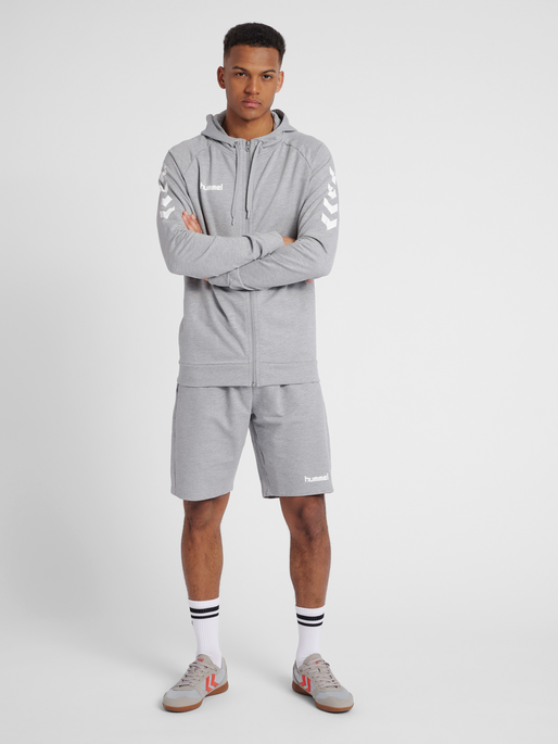 HUMMEL GO COTTON ZIP HOODIE, GREY MELANGE, model