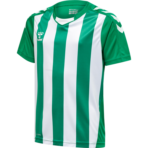 hmlCORE XK STRIPED JERSEY S/S KIDS, JELLY BEAN/WHITE, packshot