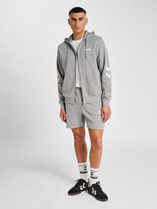hmlLEGACY 2.0 ZIP HOODIE, GREY MELANGE, model