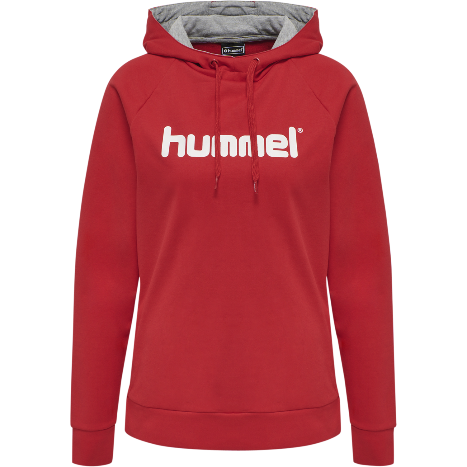 HUMMEL GO COTTON LOGO HOODIE WOMAN, TRUE RED, packshot