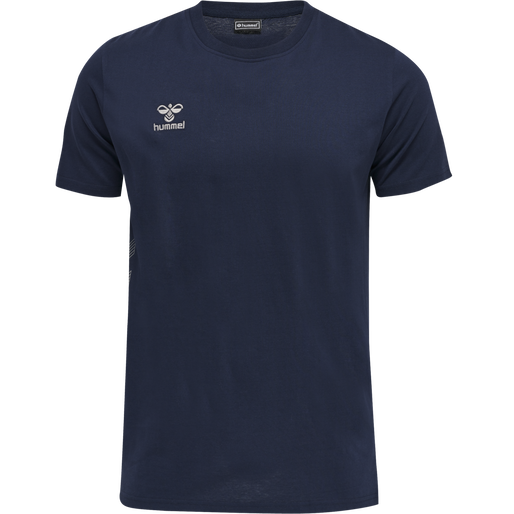 hmlMOVE GRID COTTON T-SHIRT S/S, MARINE, packshot