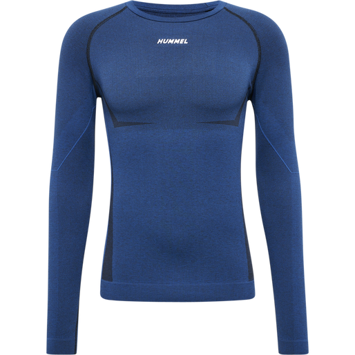 hmlTE MIKE SEAMLESS T-SHIRT L/S, INSIGNIA BLUE/BLACK MELANGE hmlTE MIKE SEAMLESS T-SHIRT L/S, INSIGNIA BLUE/BLACK MELANGE, packshot