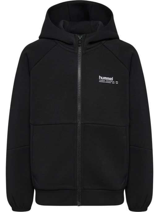 hmlJR TECH FLEECE ZIP HOODIE, BLACK hmlJR TECH FLEECE ZIP HOODIE, BLACK, packshot
