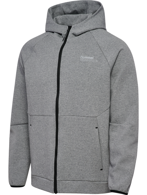 hmlTECH FLEECE REGULAR ZIP HOODIE, GREY MELANGE, packshot